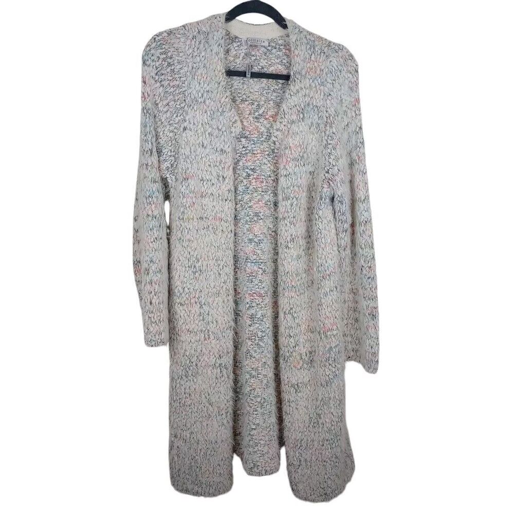 Solitaire by Ravi Khosla womens Multi color long cardigan Fuzzy sweater Size M